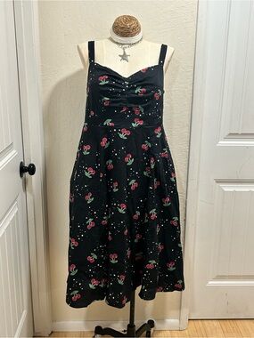 Retro Chic Torrid Black Cherry Print Midi Dress Size 2XL